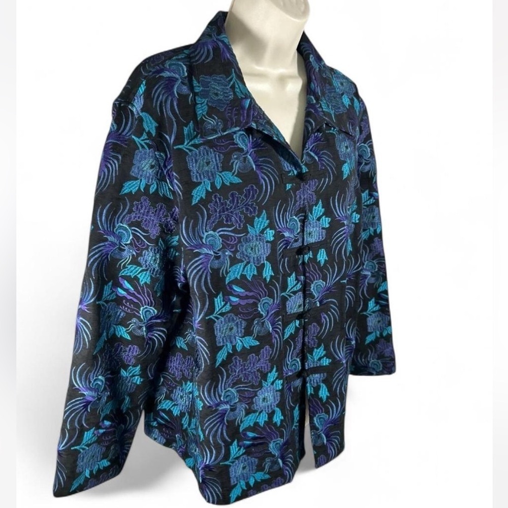 Chico's Black and Blue Floral Blazer - Picture 8 of 9